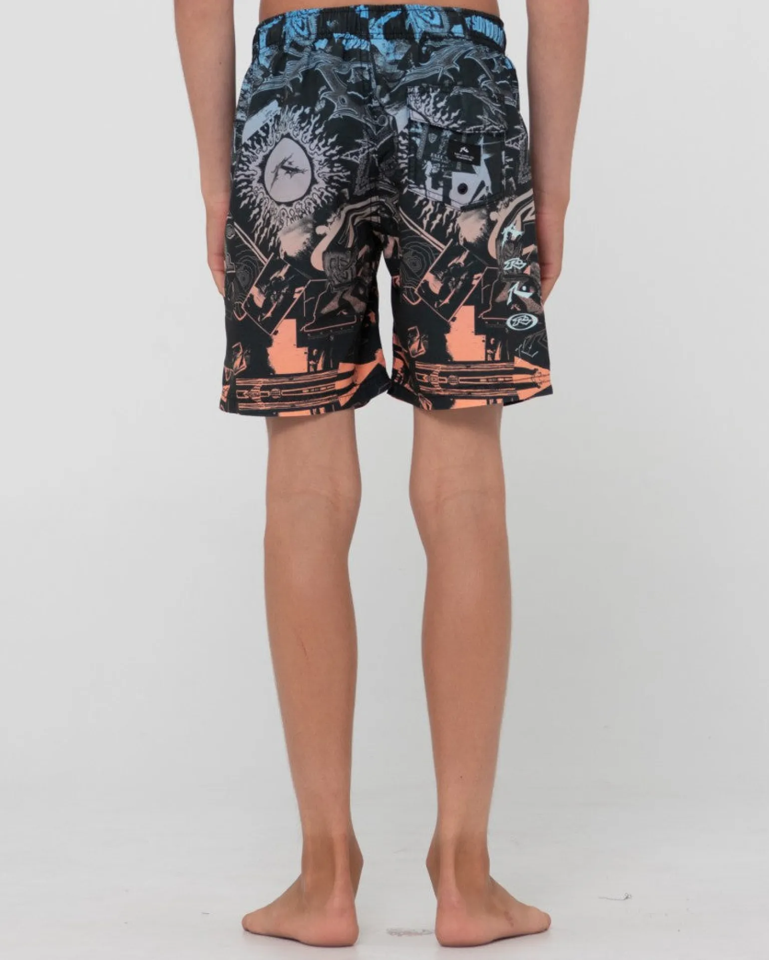 Paste Up Printed Elastic Boardshort Boys | Rusty Hot