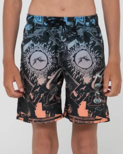 Paste Up Printed Elastic Boardshort Boys | Rusty Hot