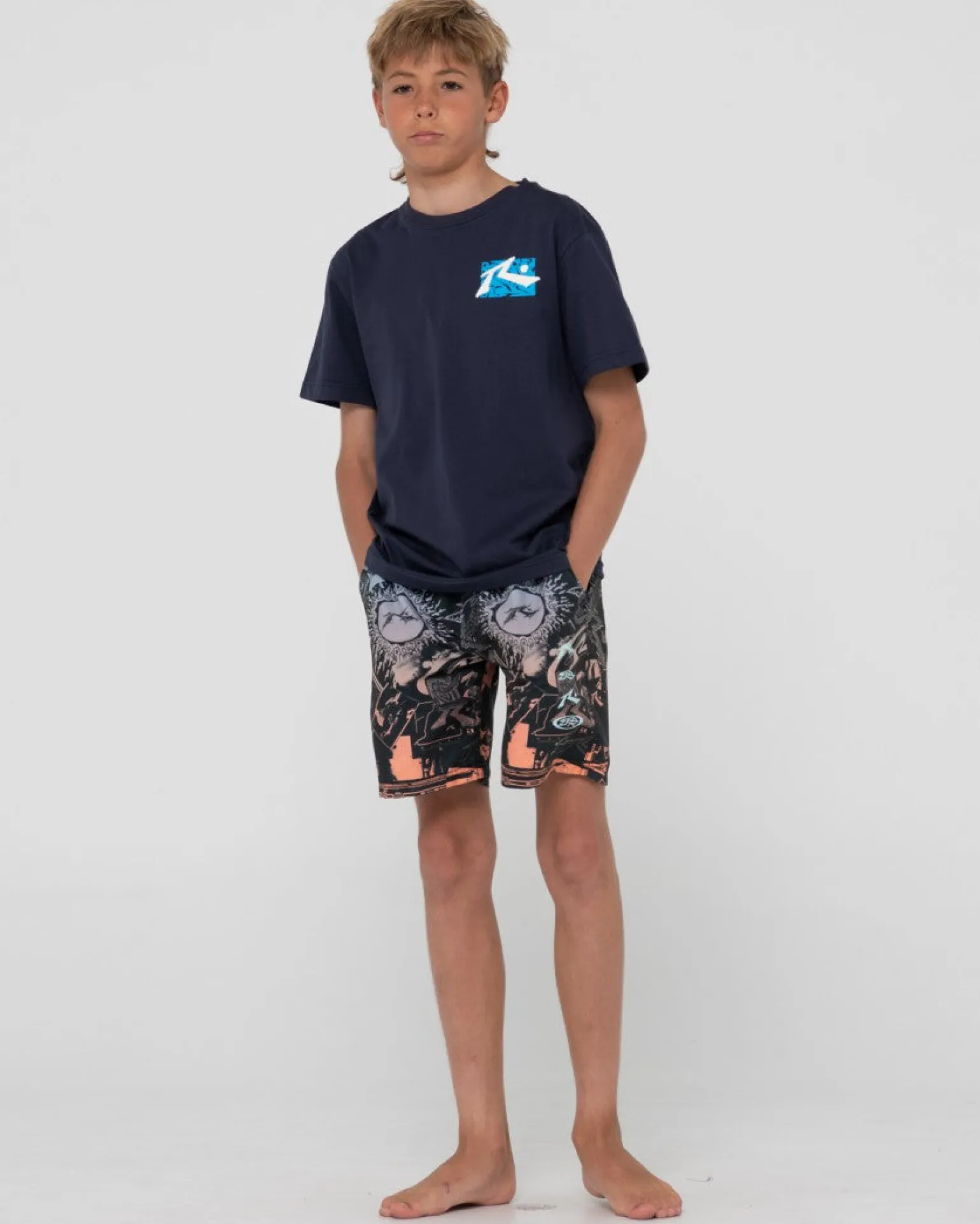 Paste Up Printed Elastic Boardshort Boys | Rusty Hot