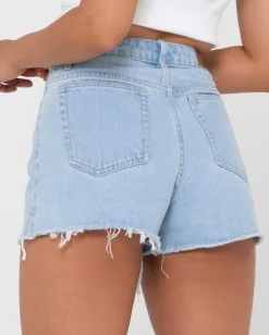 Penny Kick Flare High Waisted Denim Short | Rusty Cheap