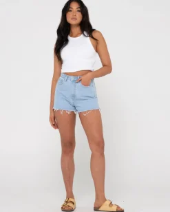 Penny Kick Flare High Waisted Denim Short | Rusty Clearance