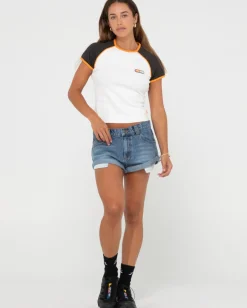 Pheonix Low Rise Mini Denim Short | Rusty Online