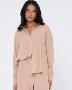 Porter Oversized Long Sleeve Shirt | Rusty Best Sale