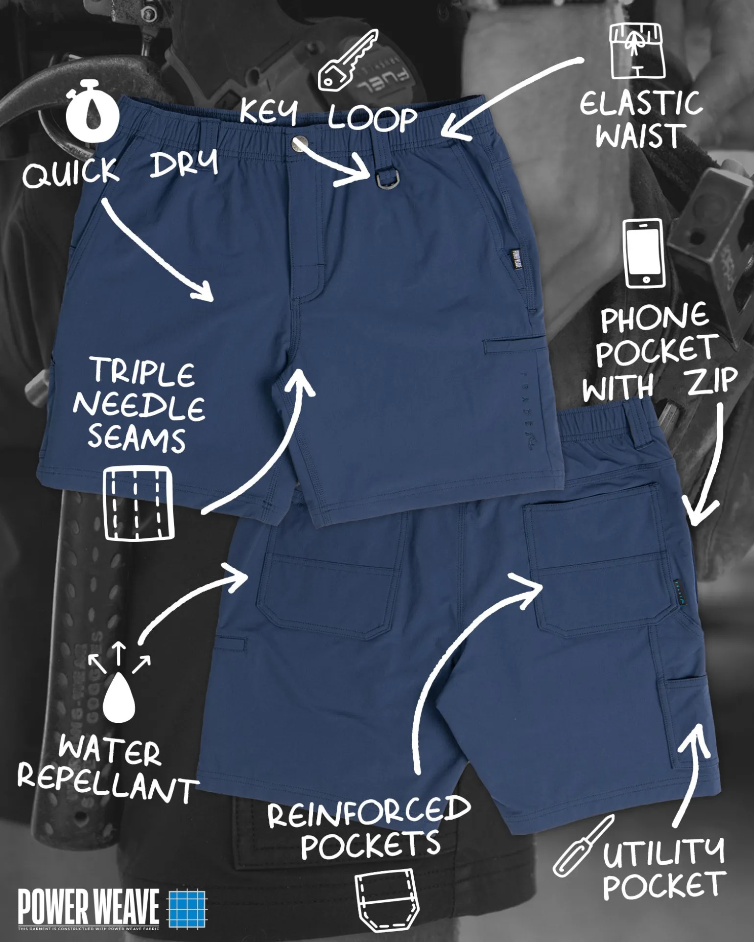 Powerweave Quick Dry Work Short | Rusty Store