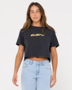 Rider Relaxed Fit Graphic Crop Tee | Rusty Hot