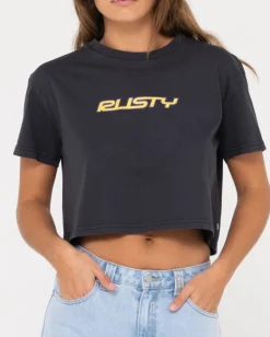 Rider Relaxed Fit Graphic Crop Tee | Rusty Online