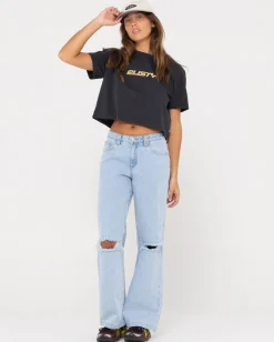 Rider Relaxed Fit Graphic Crop Tee | Rusty Online