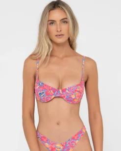 Rio Hibiscus Printed Balconette Bikini Top | Rusty Sale