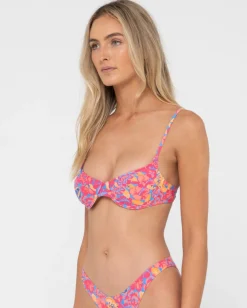 Rio Hibiscus Printed Balconette Bikini Top | Rusty Sale