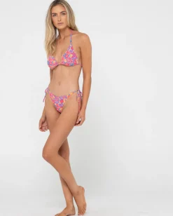 Rio Hibiscus Printed Brazilian Side Tie Bikini Bottom | Rusty Fashion