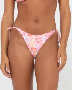 Rio Hibiscus Printed Midi Side Tie Bikini Bottom | Rusty Outlet