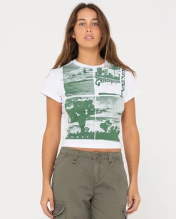 Greetings Skimmer Graphic Baby Tee | Rusty Sale