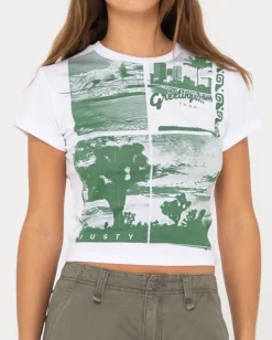 Greetings Skimmer Graphic Baby Tee | Rusty Fashion