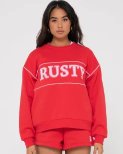 Line Oversize Crew Fleece | Rusty Hot