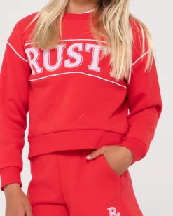 Line Oversize Crew Fleece Girls | Rusty Flash Sale