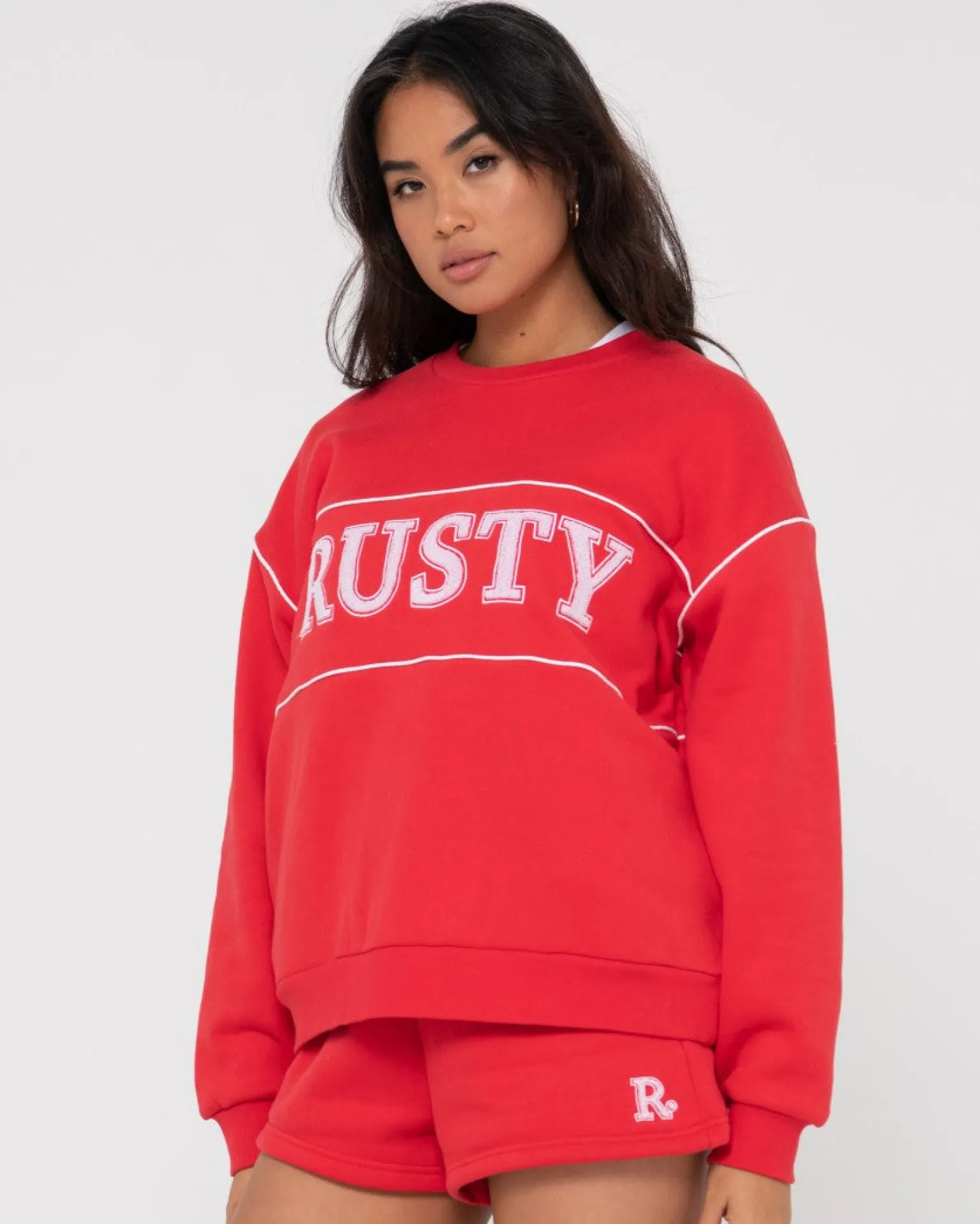 Line Oversize Crew Fleece | Rusty Hot