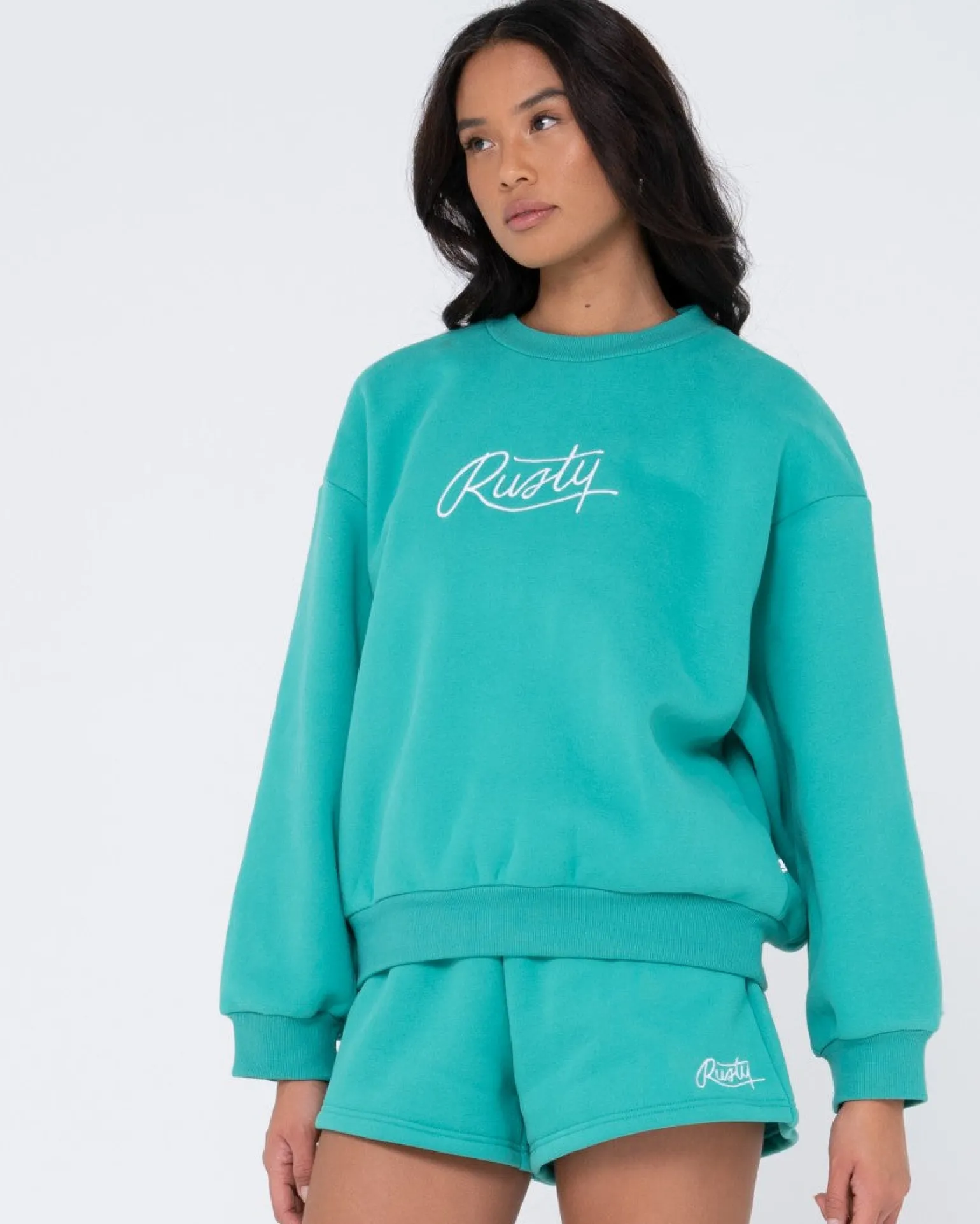 Script Oversize Crew Neck Fleece | Rusty Best Sale