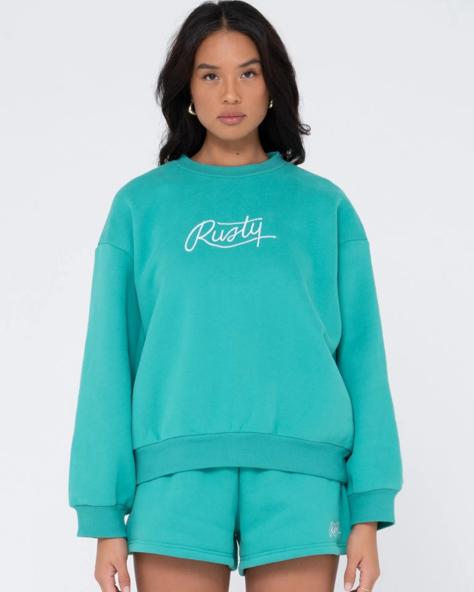 Script Oversize Crew Neck Fleece | Rusty Best Sale