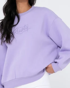 Script Oversize Crew Neck Fleece | Rusty Sale