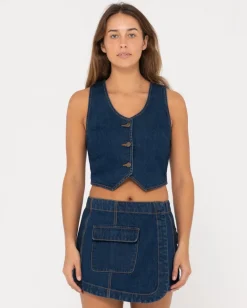 Ryley Cropped Denim Vest | Rusty Cheap