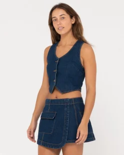 Ryley Cropped Denim Vest | Rusty Cheap