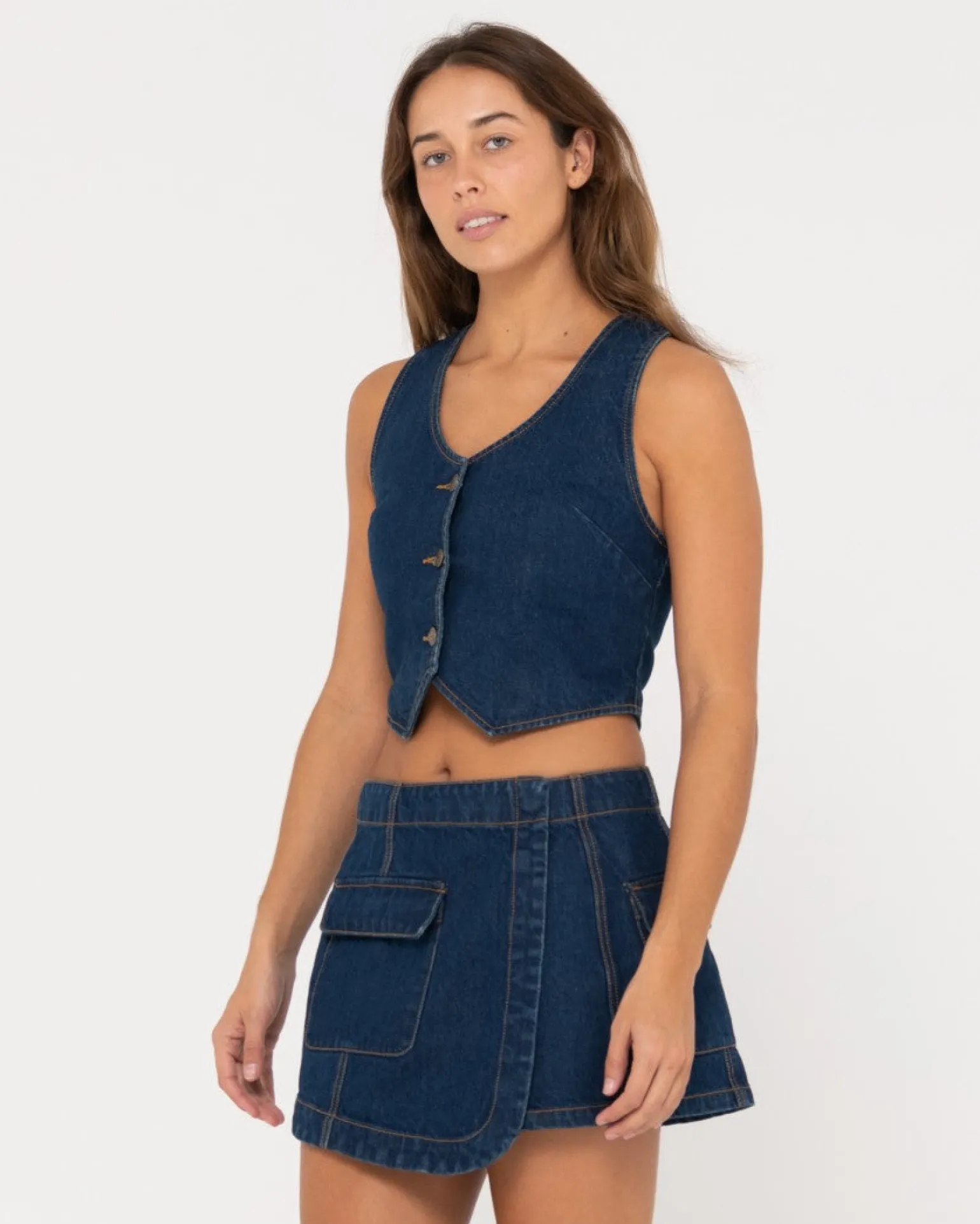 Ryley Cropped Denim Vest | Rusty Cheap