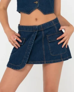 Ryley Low Rise Cargo Denim Mini Skirt | Rusty Store