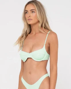 Sandalwood Textured Balconette Bikini Top | Rusty Hot