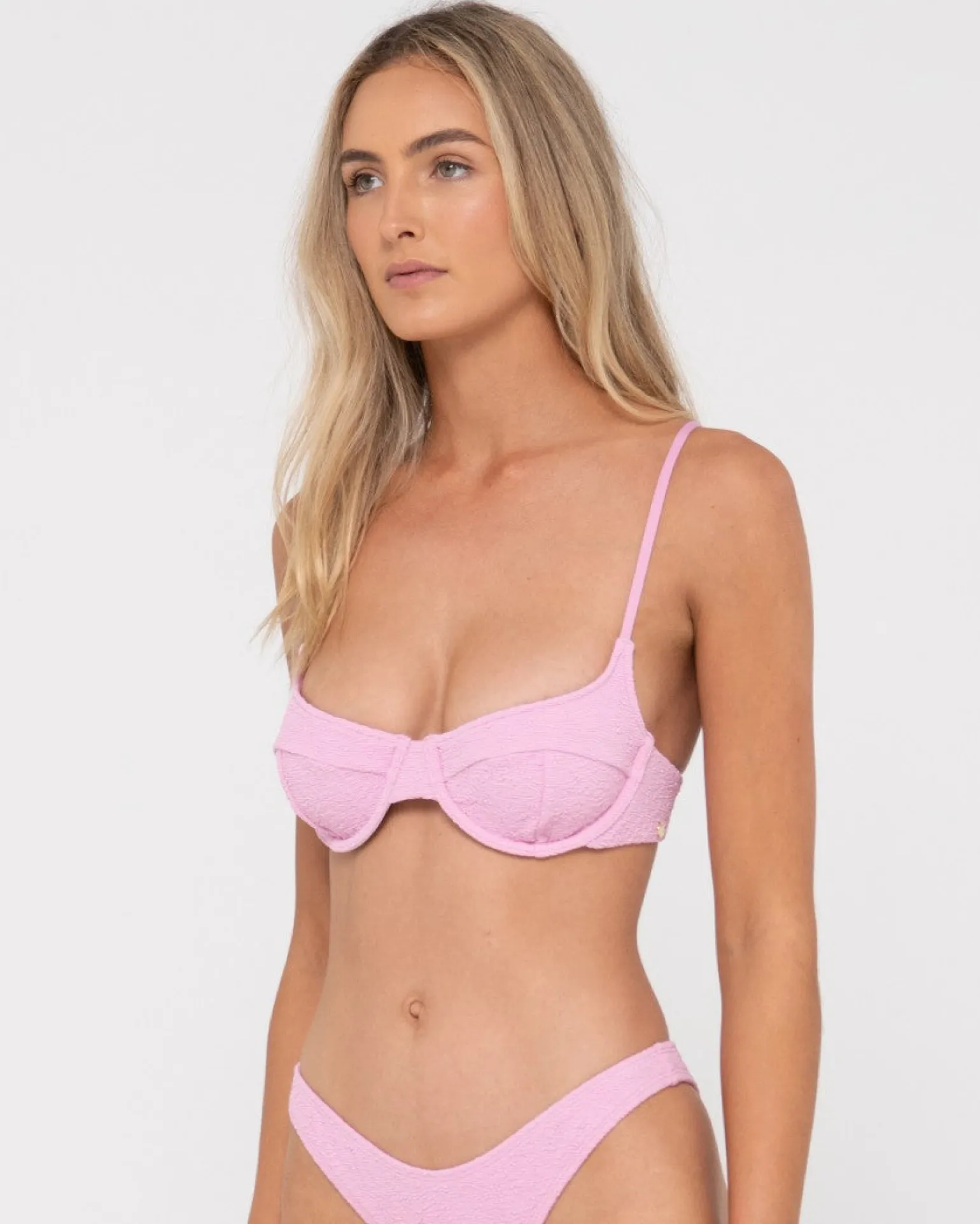 Sandalwood Textured Balconette Bikini Top | Rusty Hot