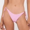 Sandalwood Textured Midi Side Ties Bikini Bottom | Rusty Cheap