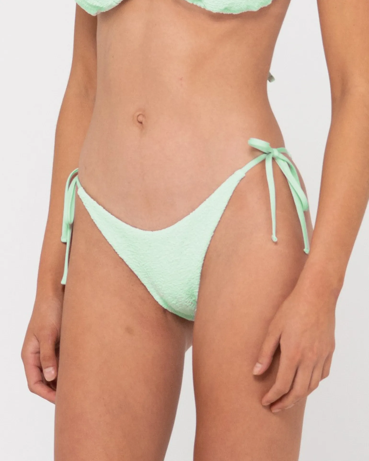 Sandalwood Textured Midi Side Ties Bikini Bottom | Rusty Best