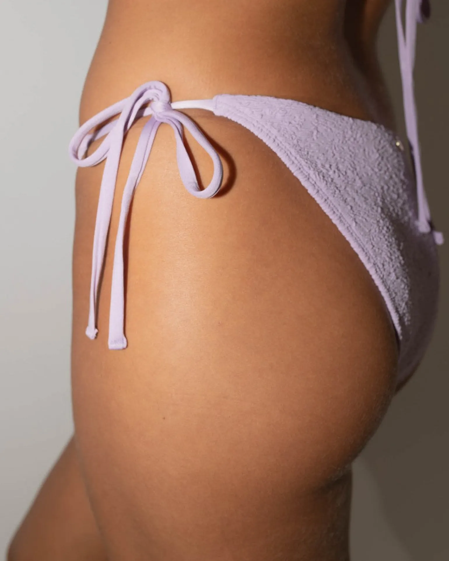 Sandalwood Textured Midi Side Ties Bikini Bottom | Rusty Sale