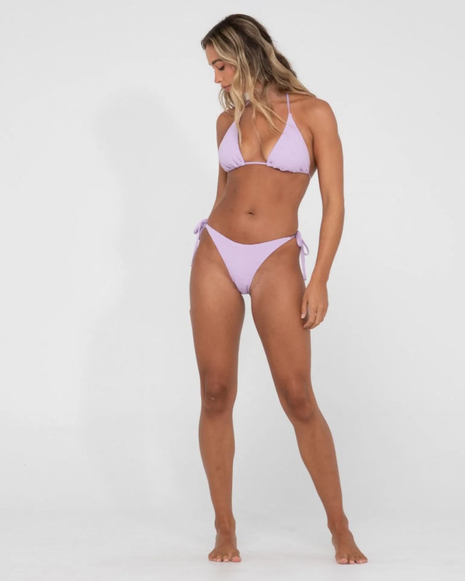 Sandalwood Textured Midi Side Ties Bikini Bottom | Rusty Sale