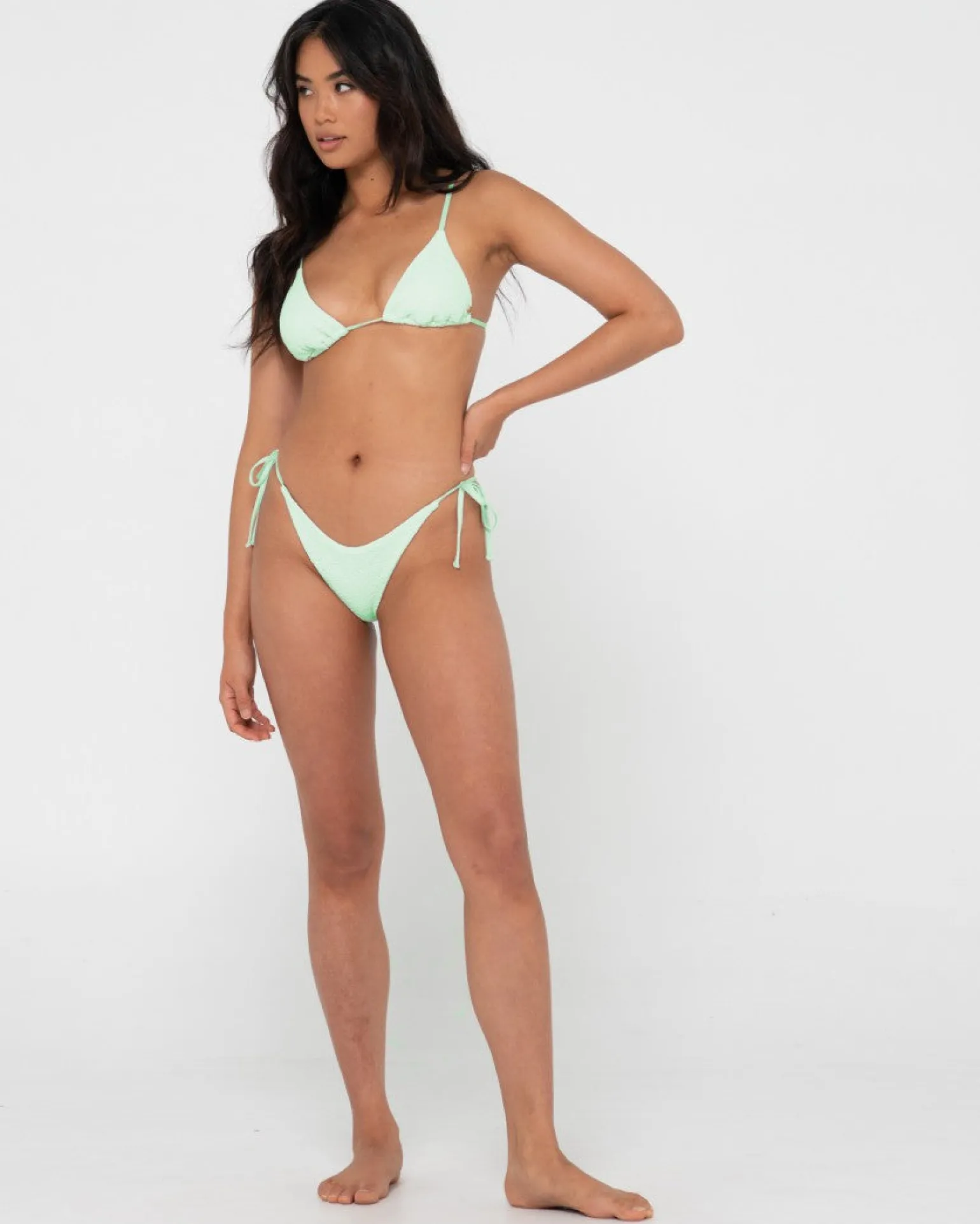 Sandalwood Textured Midi Side Ties Bikini Bottom | Rusty Best