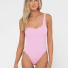 Sandalwood Textured Retro One Piece | Rusty New
