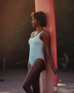 Sandalwood Textured Retro One Piece | Rusty Discount