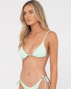 Sandalwood Textured Slick Triangle Bikini Top | Rusty Clearance