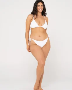 Sandalwood Textured Slick Triangle Bikini Top | Rusty Clearance
