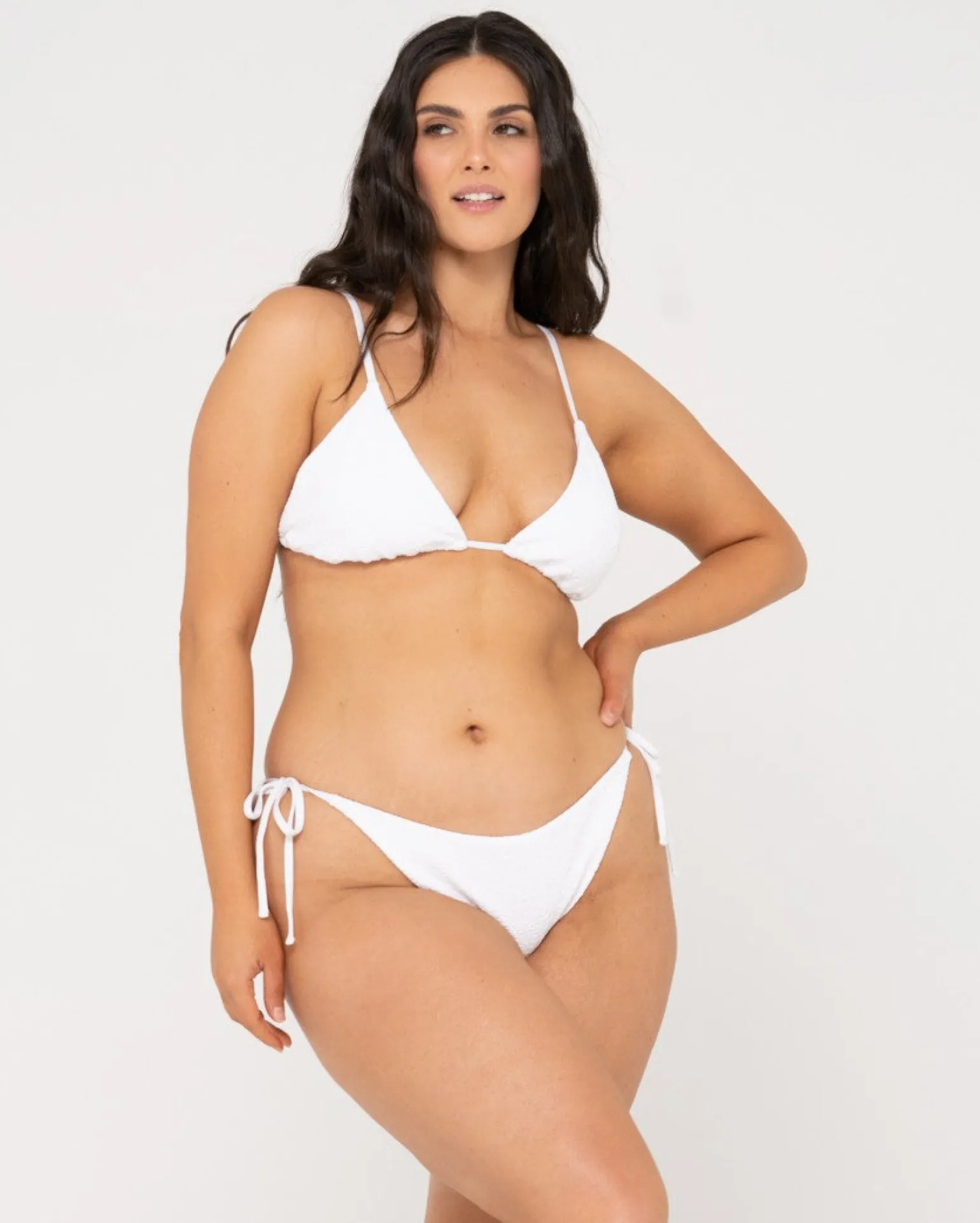 Sandalwood Textured Slick Triangle Bikini Top | Rusty Clearance