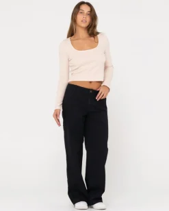 Scarlett Ribbed Long Sleeve Top | Rusty Hot