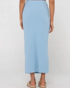 Scarlett Ribbed Mid Rise Maxi Tube Skirt | Rusty Cheap