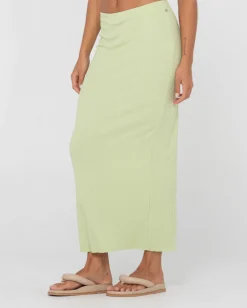 Scarlett Ribbed Mid Rise Maxi Tube Skirt | Rusty Best