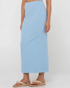 Scarlett Ribbed Mid Rise Maxi Tube Skirt | Rusty Cheap