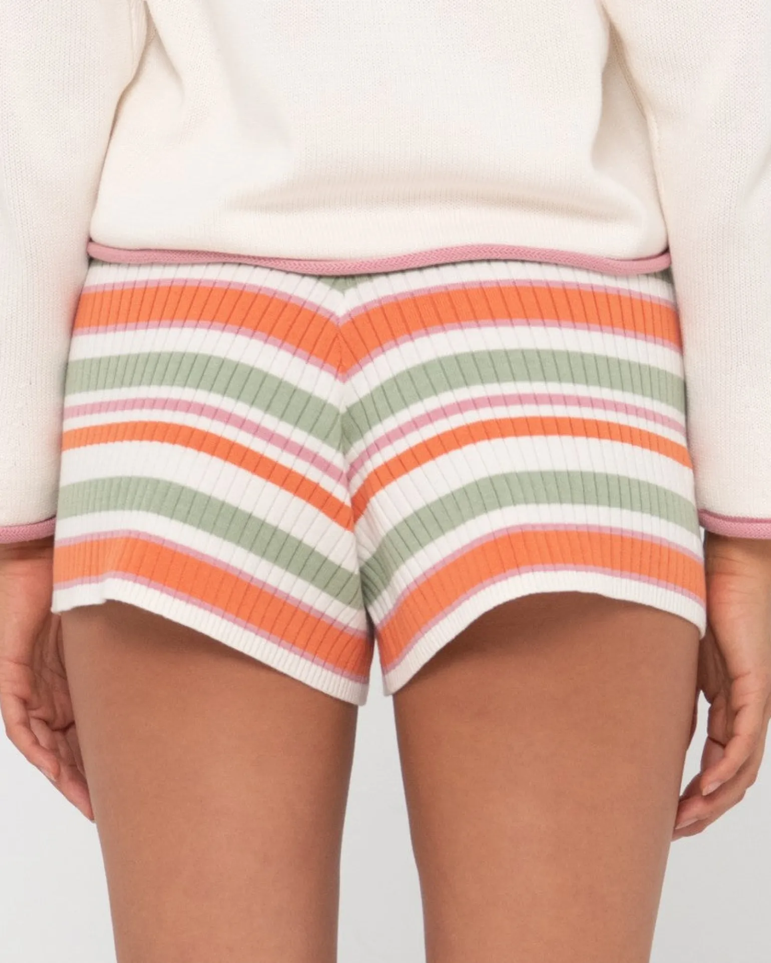 Shona Striped Knitted Elastic Short | Rusty Discount