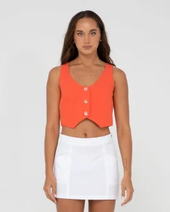 Sicily Button Down Vest Top | Rusty Cheap