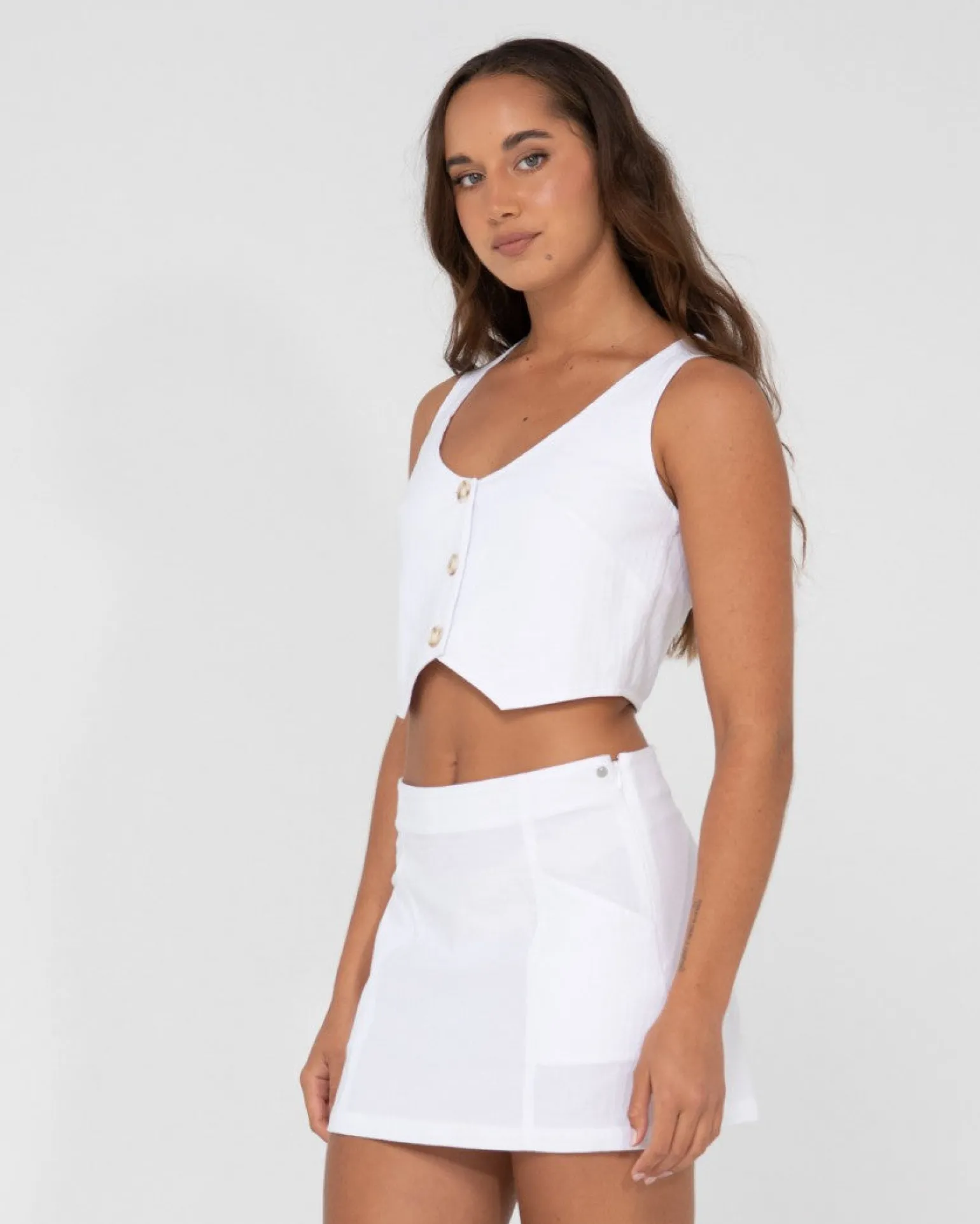Sicily Button Down Vest Top | Rusty Outlet