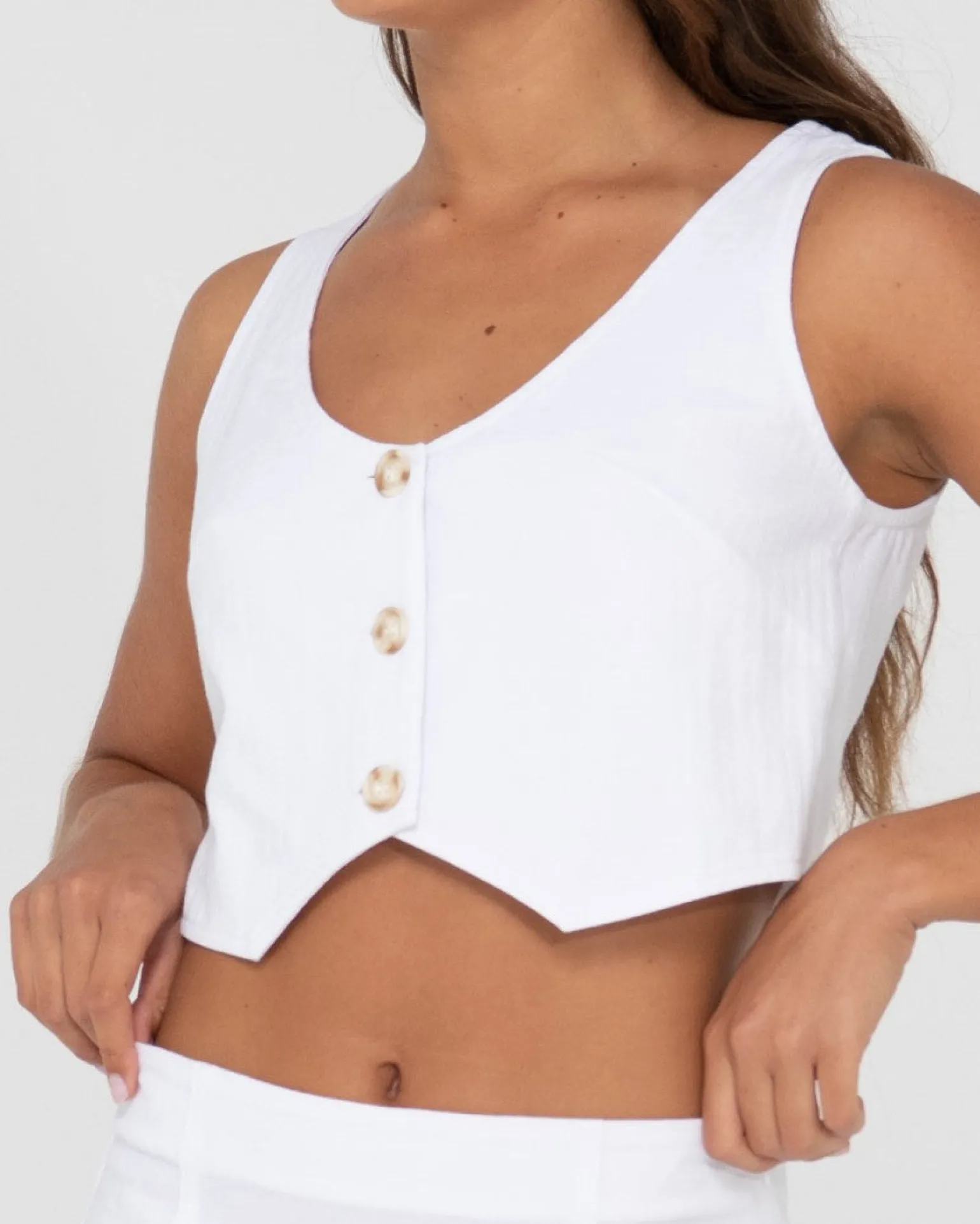 Sicily Button Down Vest Top | Rusty Outlet