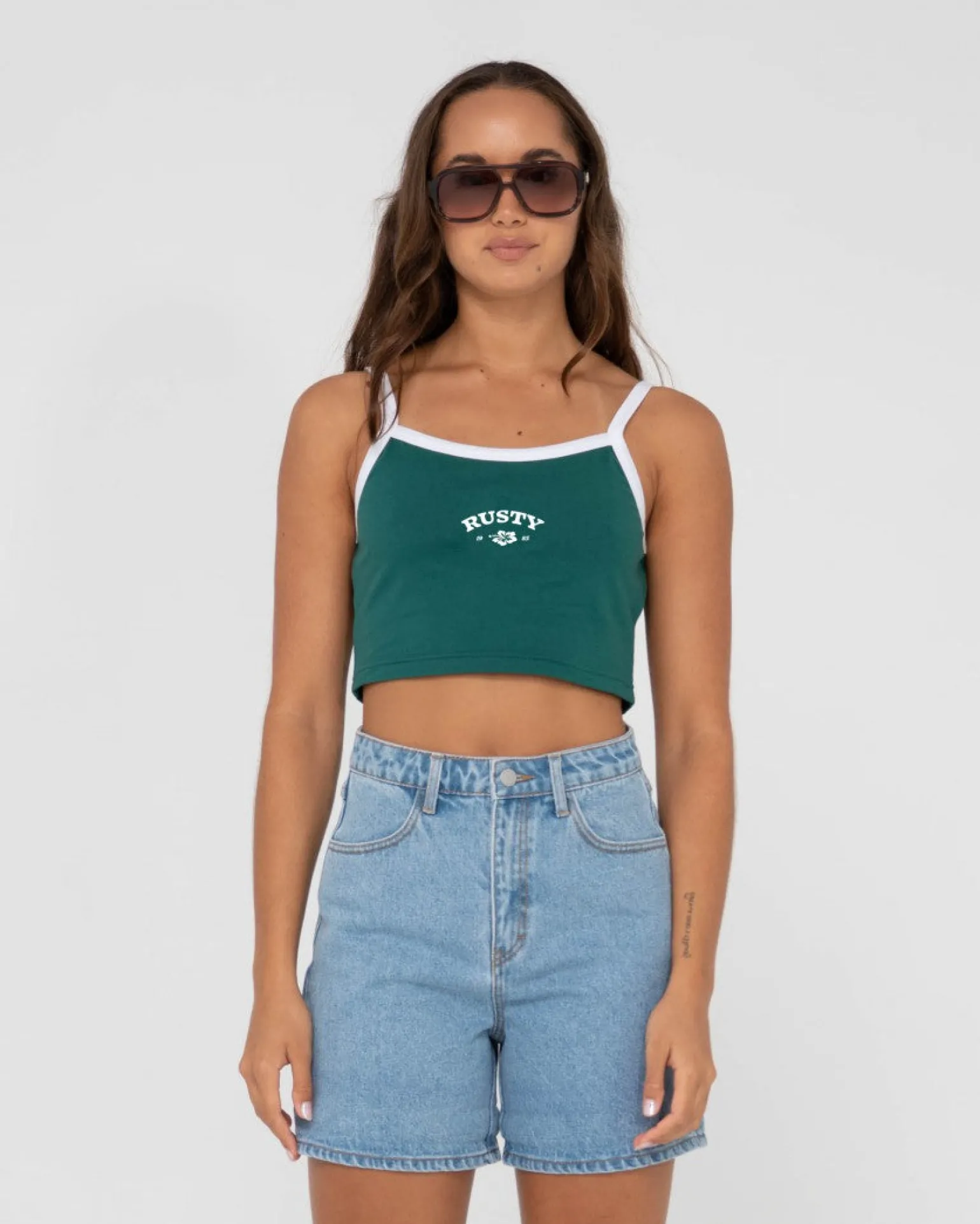 Thriving Graphic Crop Tank Top | Rusty Clearance