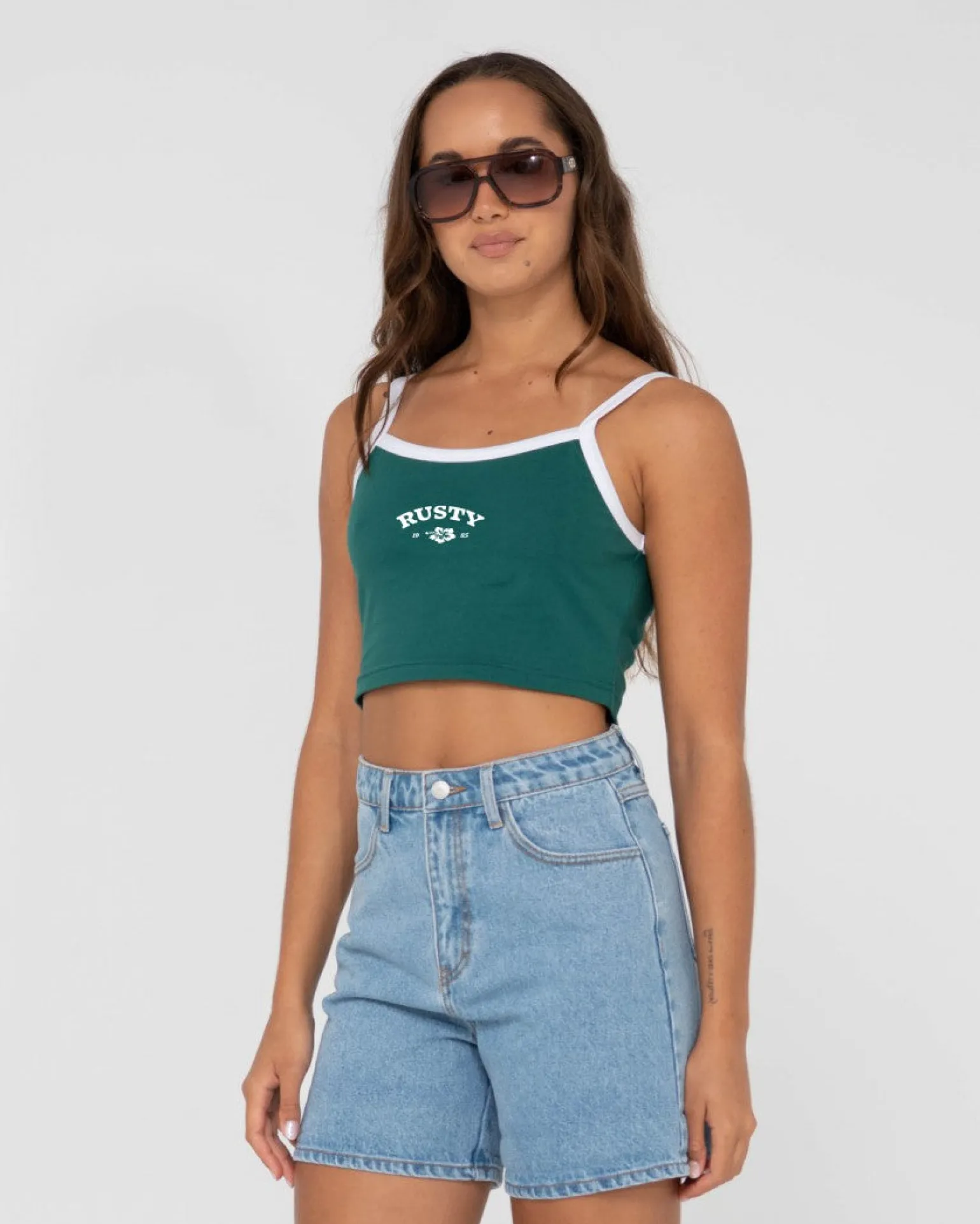 Thriving Graphic Crop Tank Top | Rusty Clearance