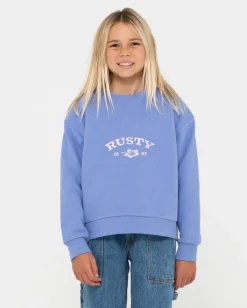 Thriving Relaxed Crew Fleece Girls | Rusty Best Sale